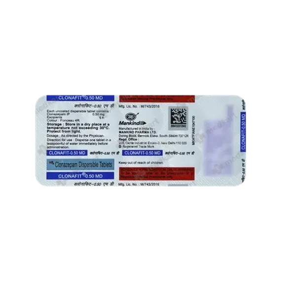 clonafit 0.5mg md tablet 10's